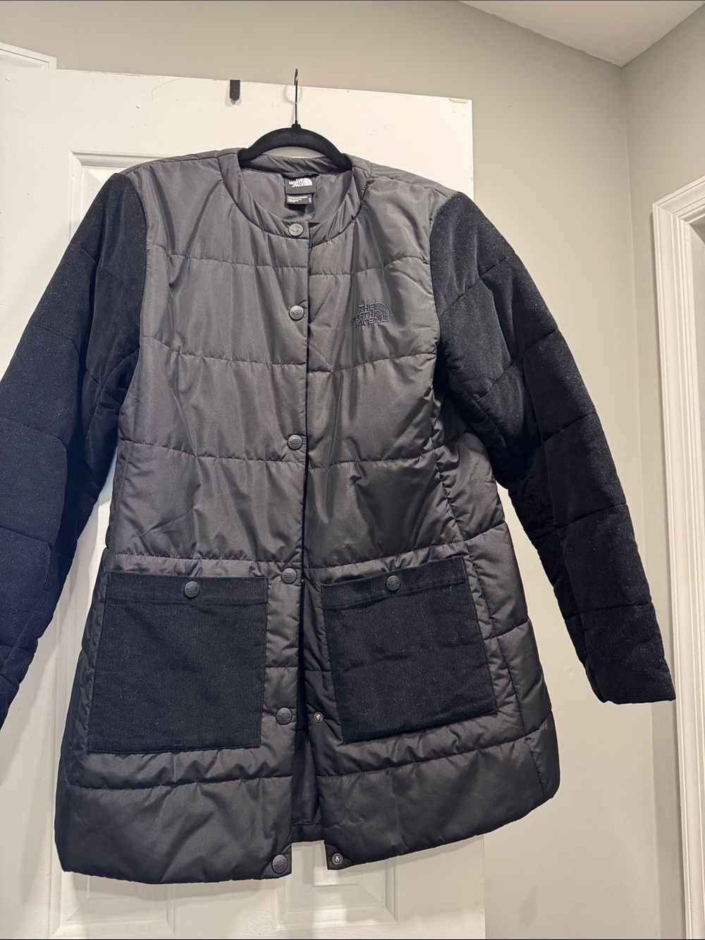 The North Face Women's Black Quilted Puffer Coat with Patch Pockets